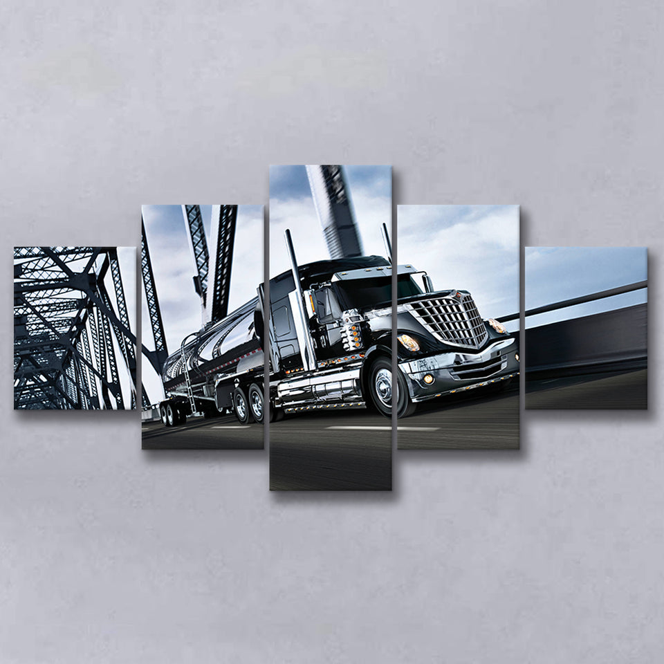 Semi Truck Canvas Wall Art 5 Panels, Canvas Prints Wall Art Decor, Large Canvas Art