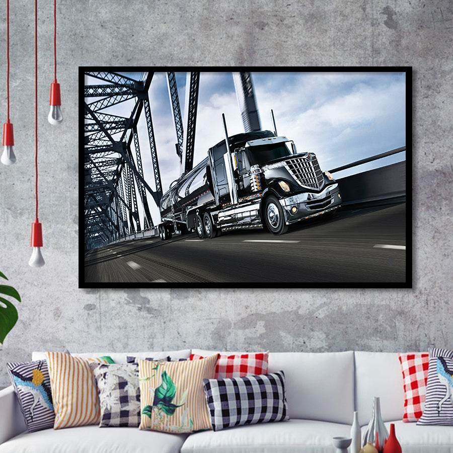 Semi Truck Canvas Wall Art Framed Art Prints, Wall Art,Home Decor,Framed Picture