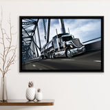 Semi Truck Canvas Wall Art Framed Canvas Prints Wall Art Home Decor,Floating Frame