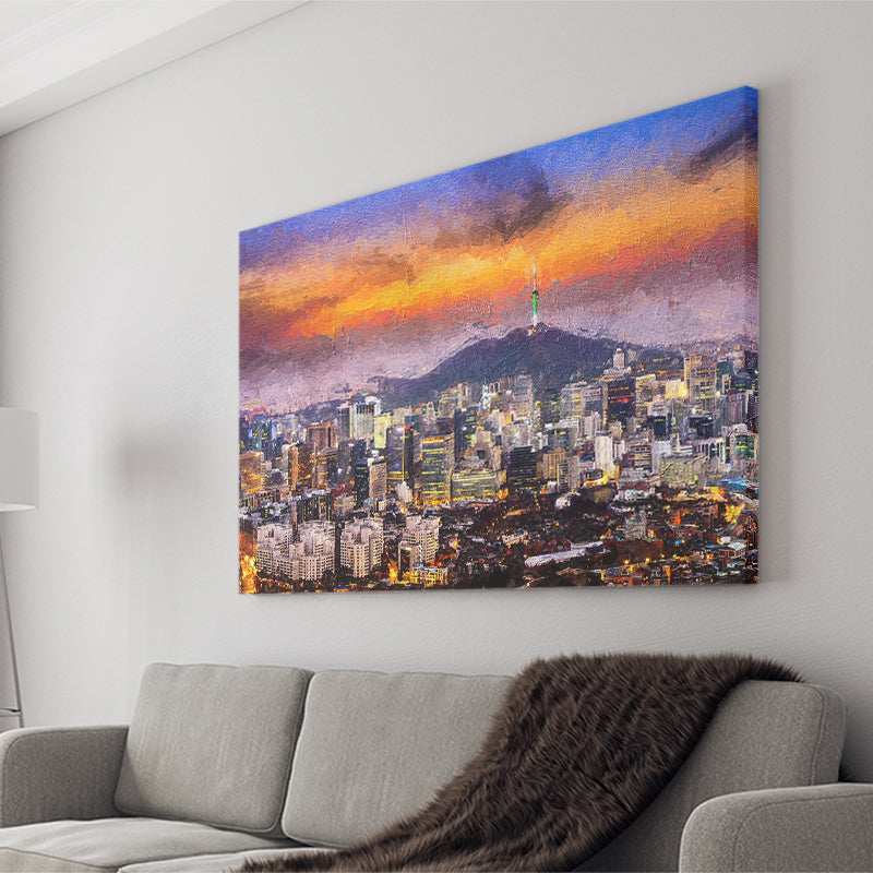 Seoul View of Downtown Cityscape Canvas Prints Wall Art Decor - Paiting Canvas, Art Prints, Wall Decor, For Sale
