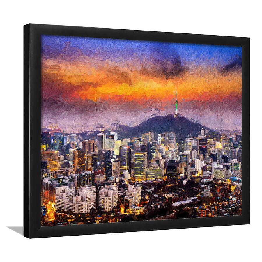 Seoul View of Downtown Cityscape Framed Art Prints Wall Decor - Painting Prints, Framed Picture, Home Decor