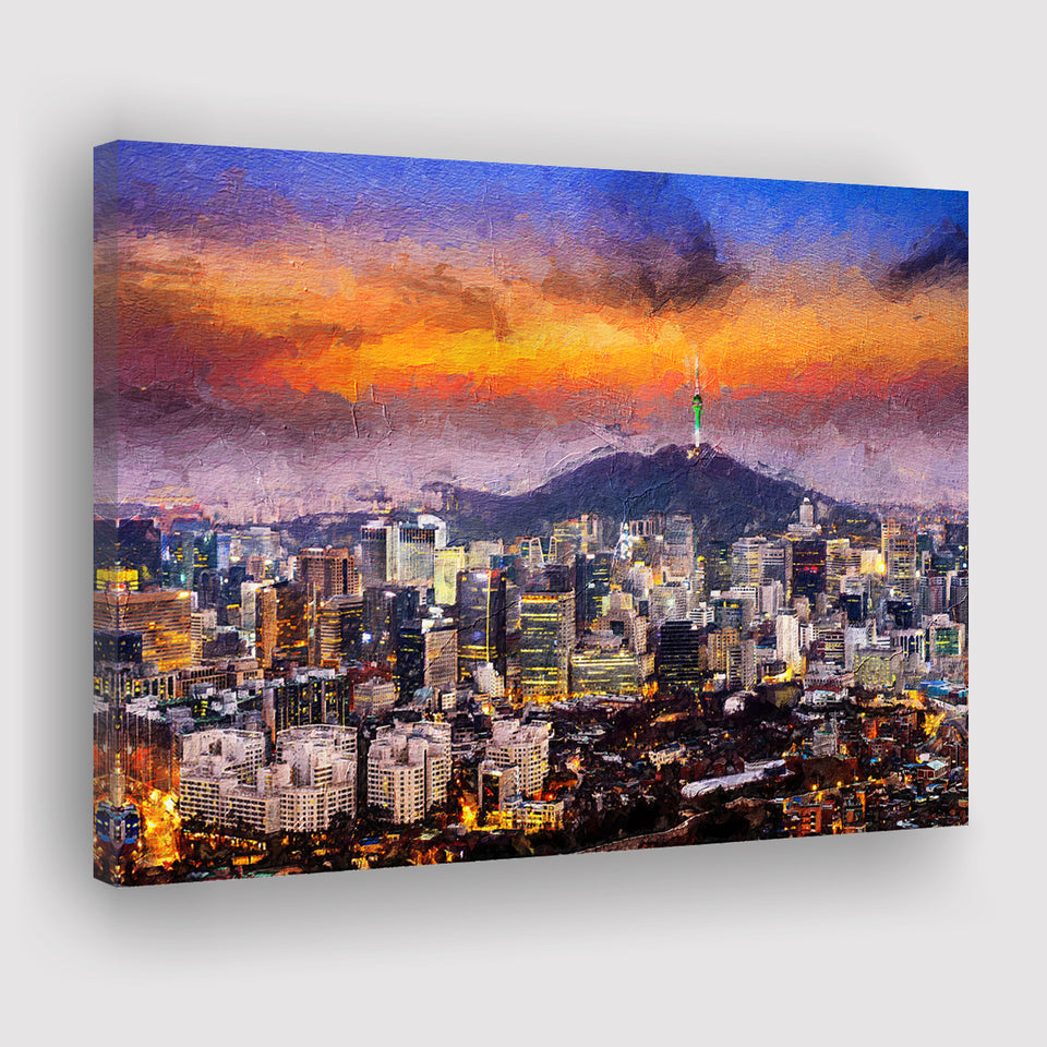 Seoul View of Downtown Cityscape Canvas Prints Wall Art Decor - Paiting Canvas, Art Prints, Wall Decor, For Sale