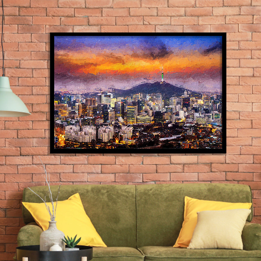 Seoul View of Downtown Cityscape Framed Art Prints Wall Decor - Painting Prints, Framed Picture, Home Decor