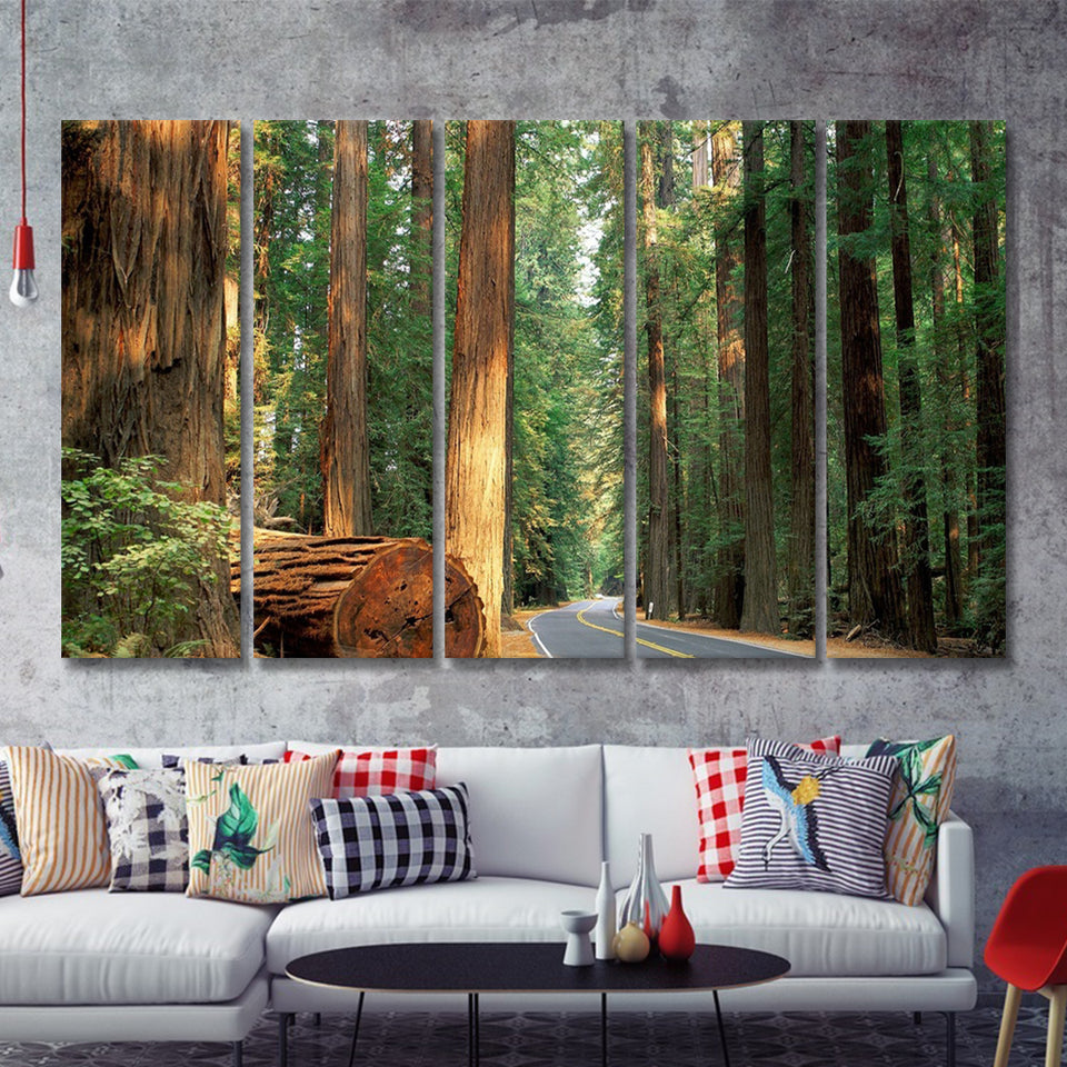 Sequoia National Park At Night 5 Pieces B Canvas Prints Wall Art - Painting Canvas, Multi Panels,5 Panel, Wall Decor