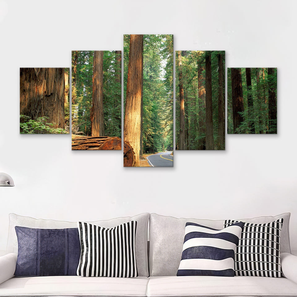 Sequoia National Park At Night  5 Pieces Canvas Prints Wall Art - Painting Canvas, Multi Panels, 5 Panel, Wall Decor