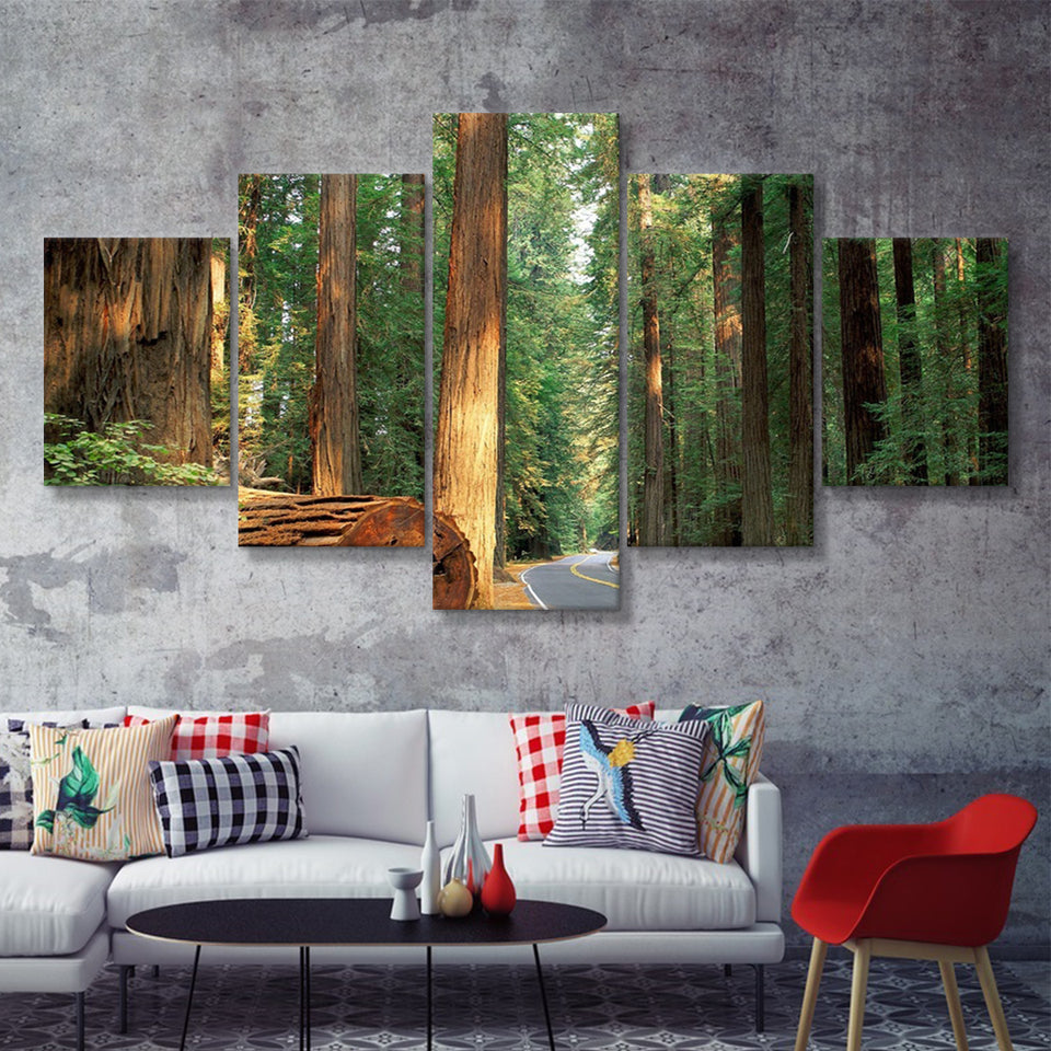 Sequoia National Park At Night  5 Pieces Canvas Prints Wall Art - Painting Canvas, Multi Panels, 5 Panel, Wall Decor