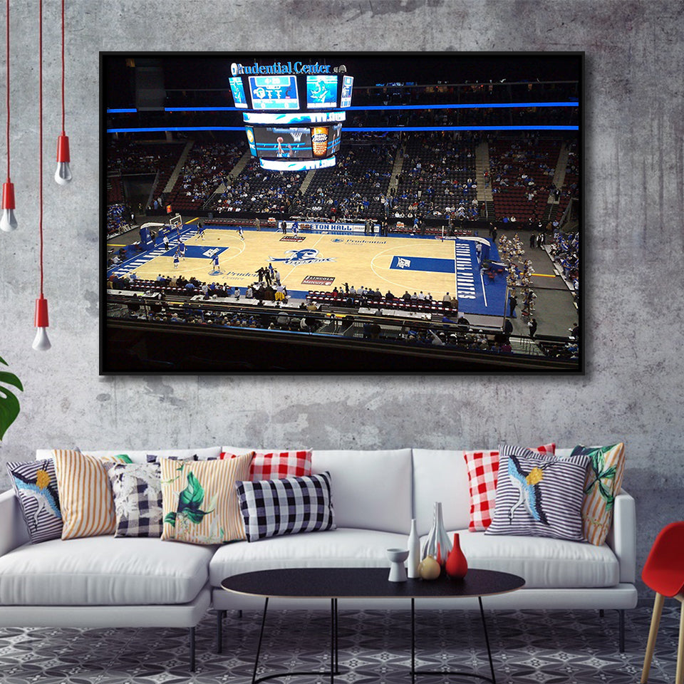 Seton Hall Pirates Stadium Framed Canvas Prints Prudential Center Wall Art,Sport Stadium Art Prints, Fan Gift