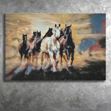 Seven Arabian Horses Painting Canvas Prints Wall Art Home Decor