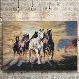 Seven Arabian Horses Painting Canvas Prints Wall Art Home Decor