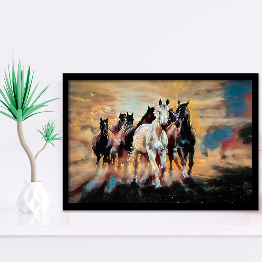 Seven Arabian Horses Painting Framed Art Prints, Wall Art,Home Decor,Framed Picture