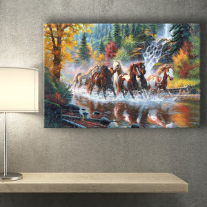 Seven Horse Artwork Painting Native American Indian Canvas Prints Wall Art - Painting Canvas, Painting Prints, Home Wall Decor, For Sale