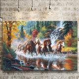 Seven Horse Artwork Painting Native American Indian Canvas Prints Wall Art - Painting Canvas, Painting Prints, Home Wall Decor, For Sale