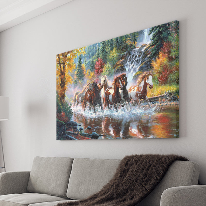 Seven Horse Artwork Painting Native American Indian Canvas Prints Wall Art - Painting Canvas, Painting Prints, Home Wall Decor, For Sale