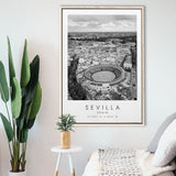 Sevilla, Spain Black And White Art Framed Canvas Prints Wall Art Home Decor, Floating Frame