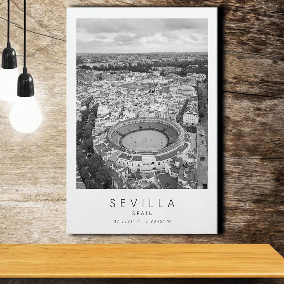 Sevilla, Spain Black And White Art Canvas Prints Wall Art Home Decor