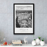 Sevilla, Spain Black And White Art Framed Canvas Prints Wall Art Home Decor, Floating Frame