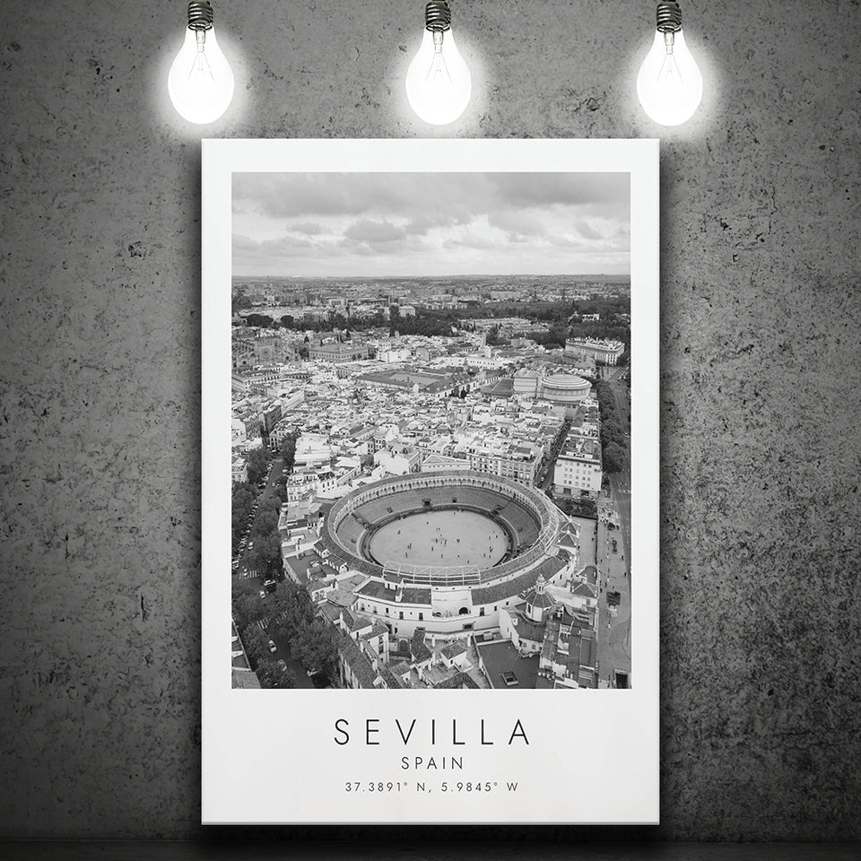 Sevilla, Spain Black And White Art Canvas Prints Wall Art Home Decor