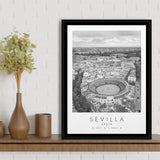 Sevilla, Spain Black And White Art Framed Canvas Prints Wall Art Home Decor, Floating Frame