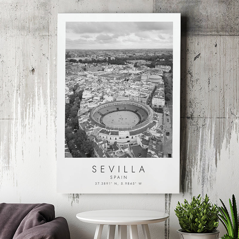 Sevilla, Spain Black And White Art Canvas Prints Wall Art Home Decor