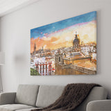 Seville Spain Skyline Old Quarter City Art Watercolor Canvas Prints Wall Art Home Decor, Large Canvas