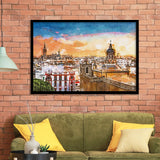 Seville Spain Skyline Old Quarter City Art Watercolor Framed Art Prints Wall Art Decor,Framed Picture