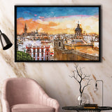 Seville Spain Skyline Old Quarter City Art Watercolor Framed Canvas Prints Wall Art Home Decor,Floating Frame