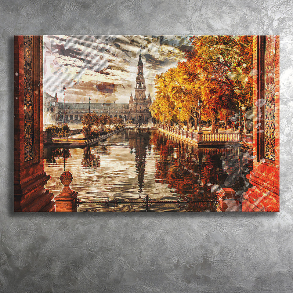 Seville, Plaza De Espana, Parque De Maria Luisa, Canvas Prints Wall Art Home Decor
