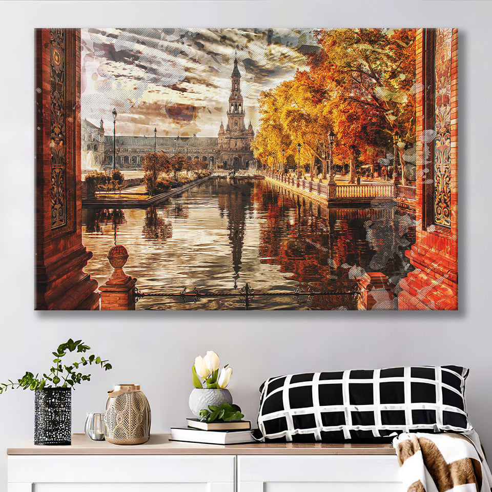 Seville, Plaza De Espana, Parque De Maria Luisa, Canvas Prints Wall Art Home Decor