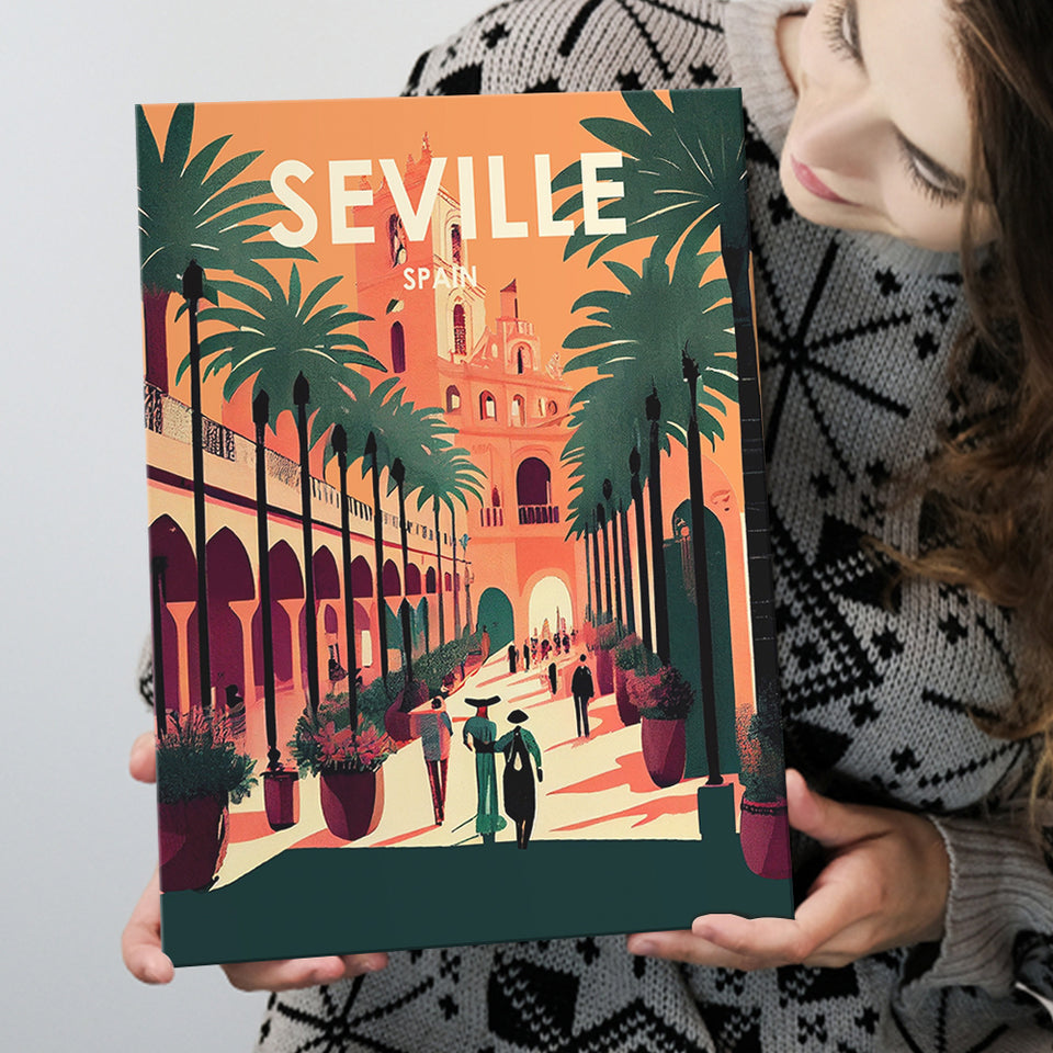 Seville Spain Retro Art Print ,City Art Print, Large Canvas, Canvas Print Wall Art Home Decor