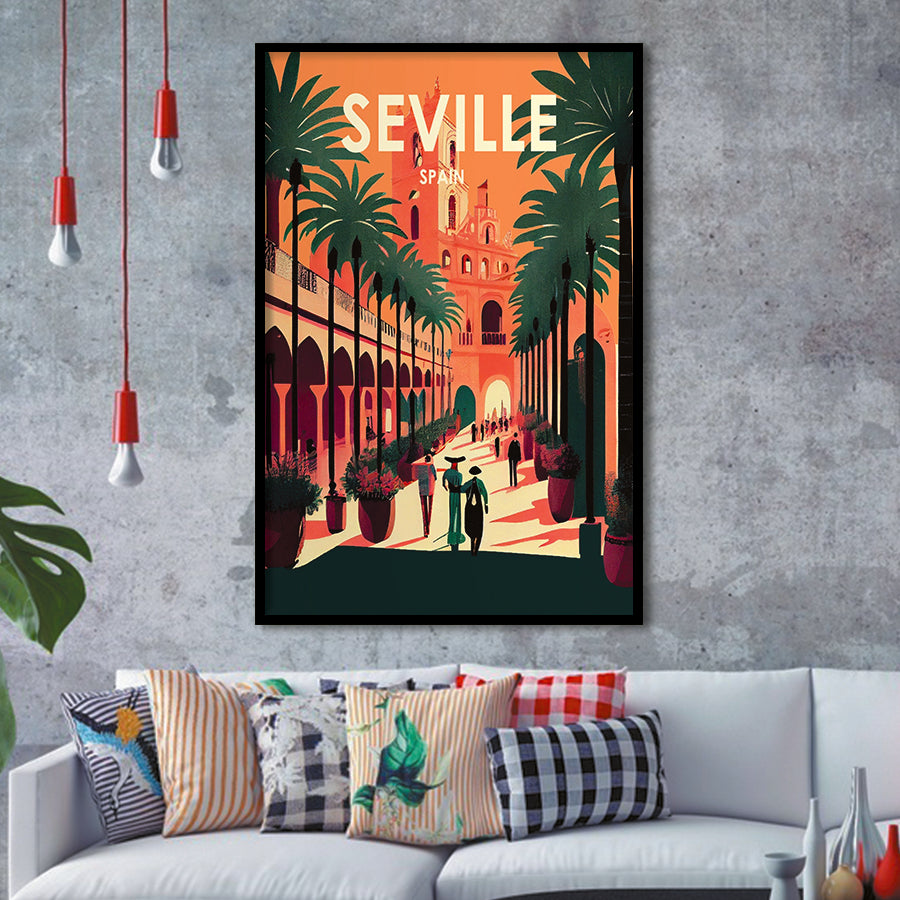 Seville Spain Retro Art Print, City Art Print, Framed Art Print Wall Art Home Decor, Framed Picture