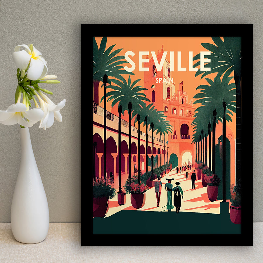 Seville Spain Retro Art Print, City Art Print, Framed Art Print Wall Art Home Decor, Framed Picture
