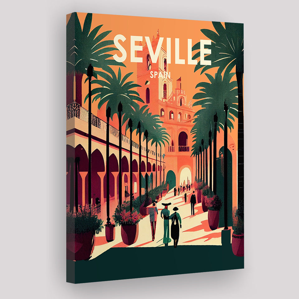 Seville Spain Retro Art Print ,City Art Print, Large Canvas, Canvas Print Wall Art Home Decor
