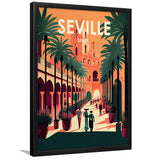 Seville Spain Retro Art Print, City Art Print, Framed Art Print Wall Art Home Decor, Framed Picture