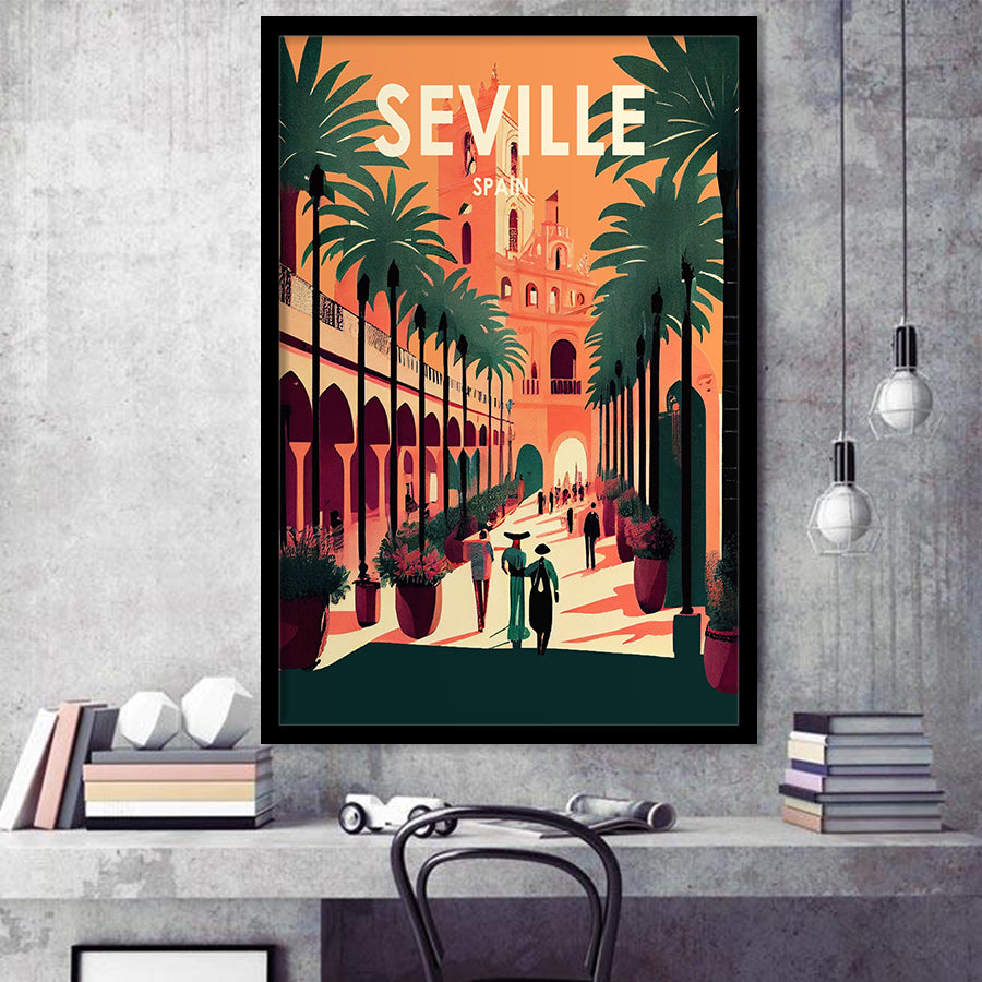 Seville Spain Retro Art Print, City Art Print, Framed Art Print Wall Art Home Decor, Framed Picture