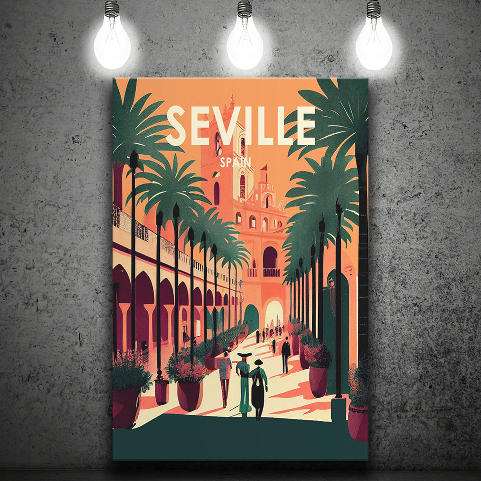 Seville Spain Retro Art Print ,City Art Print, Large Canvas, Canvas Print Wall Art Home Decor