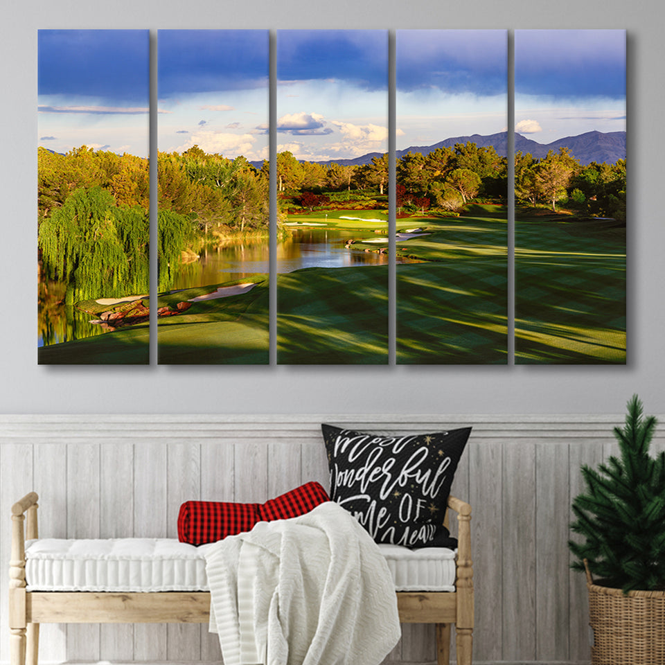 Shadow Creek Golf Club, Hole 04, North Las Vegas, Nevada, 5 Panels Extra Large Canvas Prints Wall Art Decor