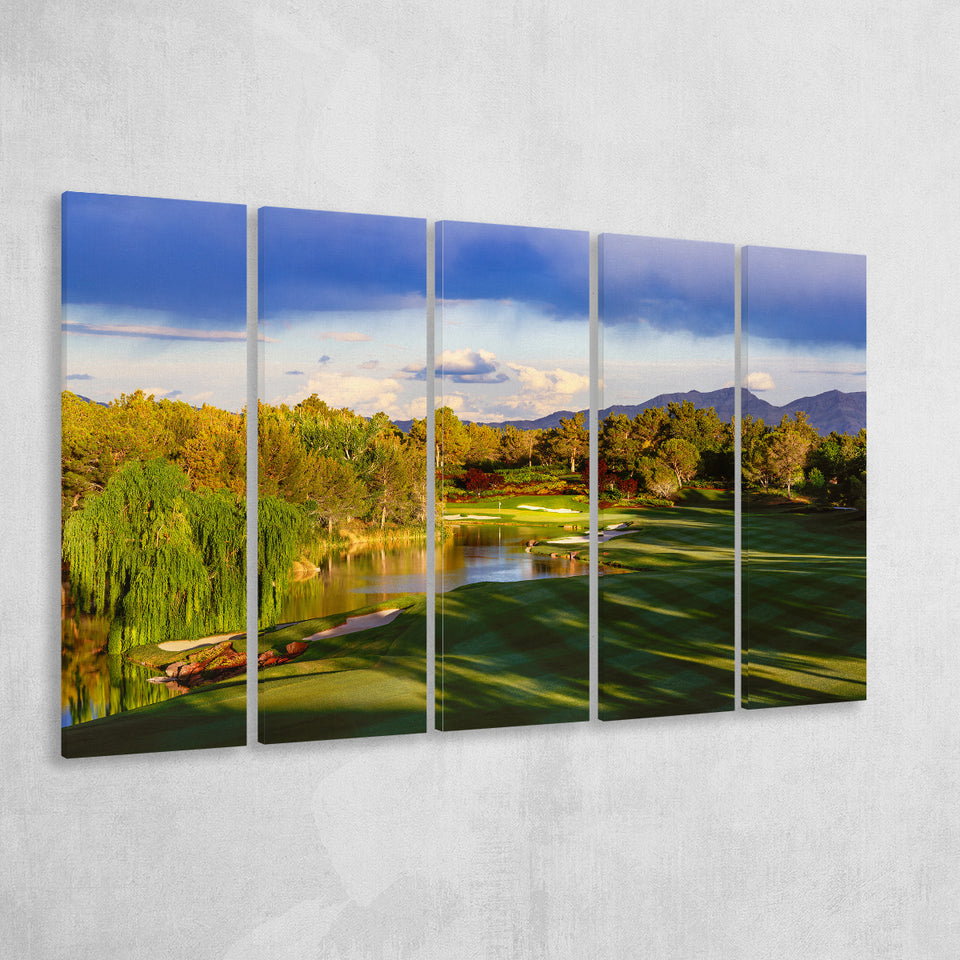 Shadow Creek Golf Club, Hole 04, North Las Vegas, Nevada, 5 Panels Extra Large Canvas Prints Wall Art Decor