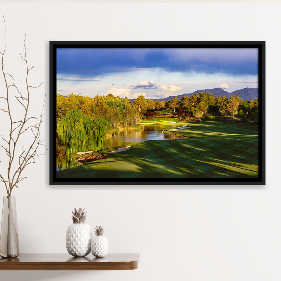 Shadow Creek Golf Club, Hole 04, North Las Vegas, Nevada, Golf Art Print, Framed Canvas Prints Wall Art Decor, Floating Frame