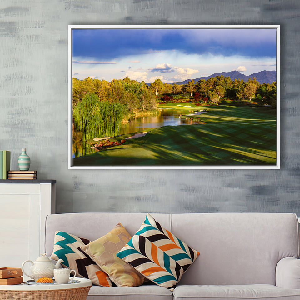 Shadow Creek Golf Club, Hole 04, North Las Vegas, Nevada, Golf Art Print, Framed Canvas Prints Wall Art Decor, Floating Frame