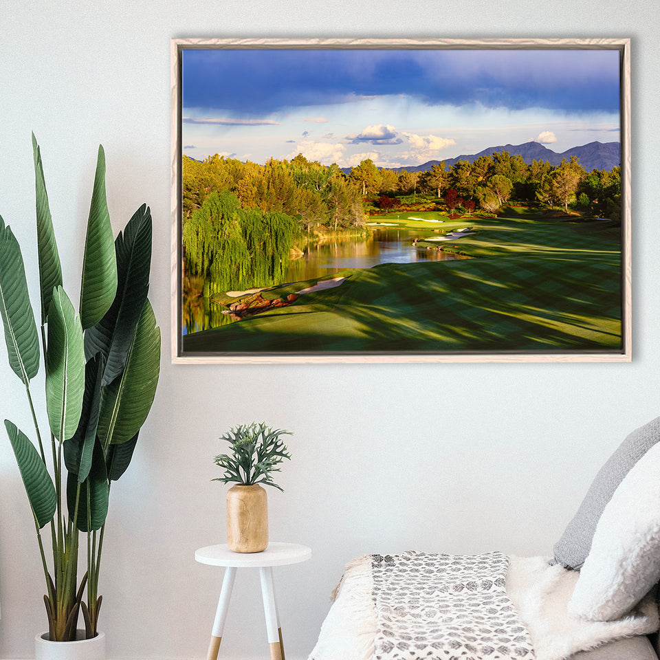 Shadow Creek Golf Club, Hole 04, North Las Vegas, Nevada, Golf Art Print, Framed Canvas Prints Wall Art Decor, Floating Frame