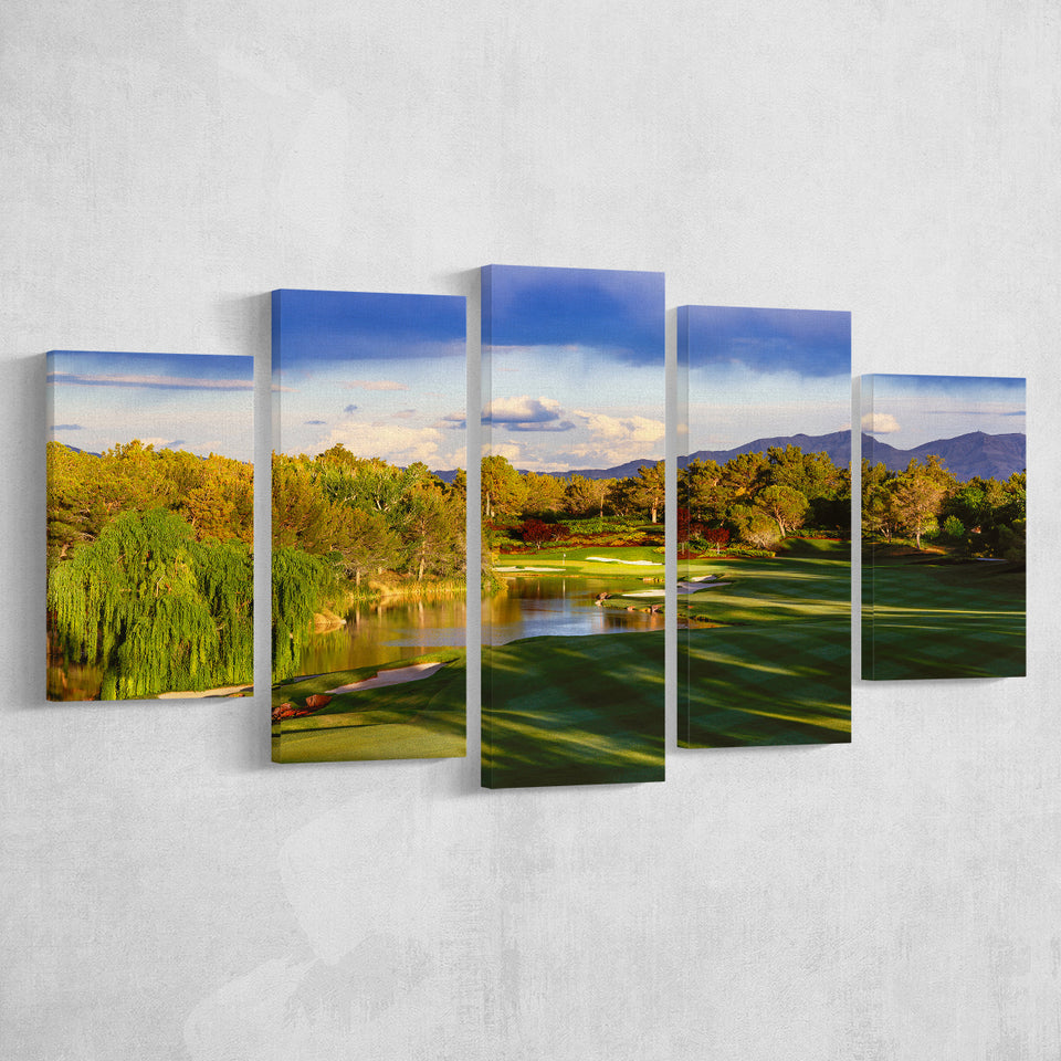 Shadow Creek Golf Club, Hole 04, North Las Vegas, Nevada, Golf Art Print, 5 Panels Canvas Prints Wall Art Decor