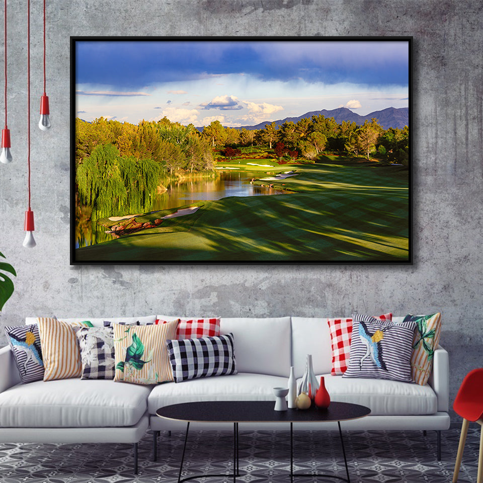 Shadow Creek Golf Club, Hole 04, North Las Vegas, Nevada, Golf Art Print, Framed Canvas Prints Wall Art Decor, Floating Frame