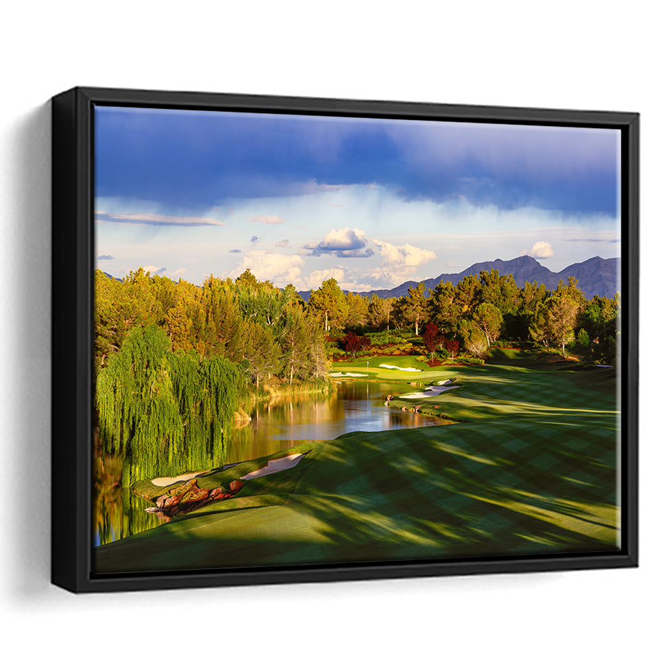 Shadow Creek Golf Club, Hole 04, North Las Vegas, Nevada, Golf Art Print, Framed Canvas Prints Wall Art Decor, Floating Frame