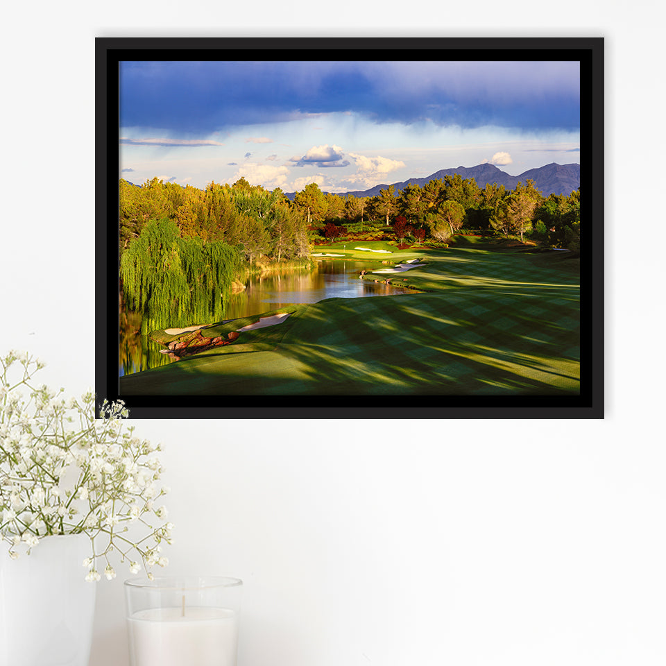 Shadow Creek Golf Club, Hole 04, North Las Vegas, Nevada, Golf Art Print, Framed Canvas Prints Wall Art Decor, Floating Frame