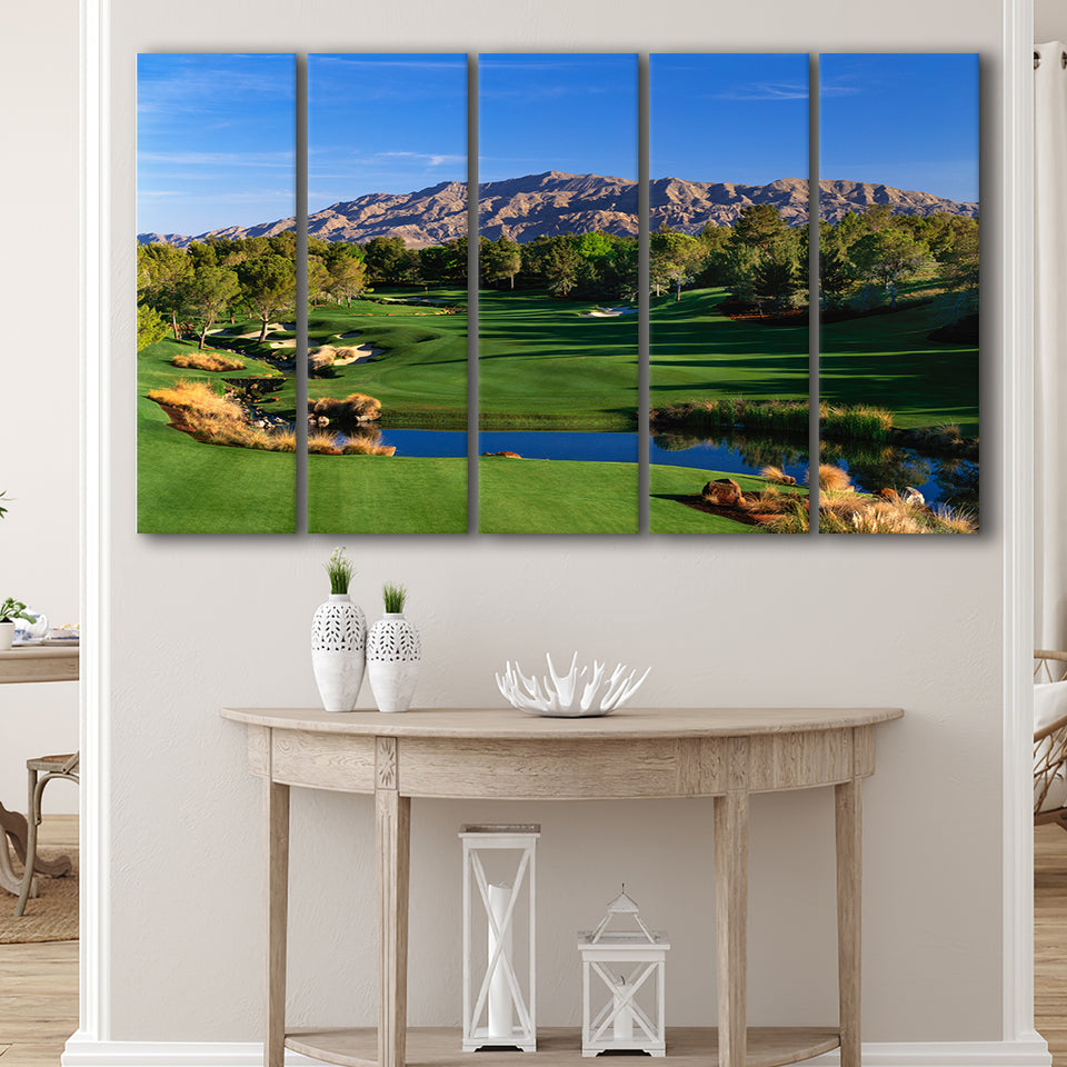 Shadow Creek Golf Club Hole 09, North Las Vegas, Nevada, 5 Panels Extra Large Canvas Prints Wall Art Decor