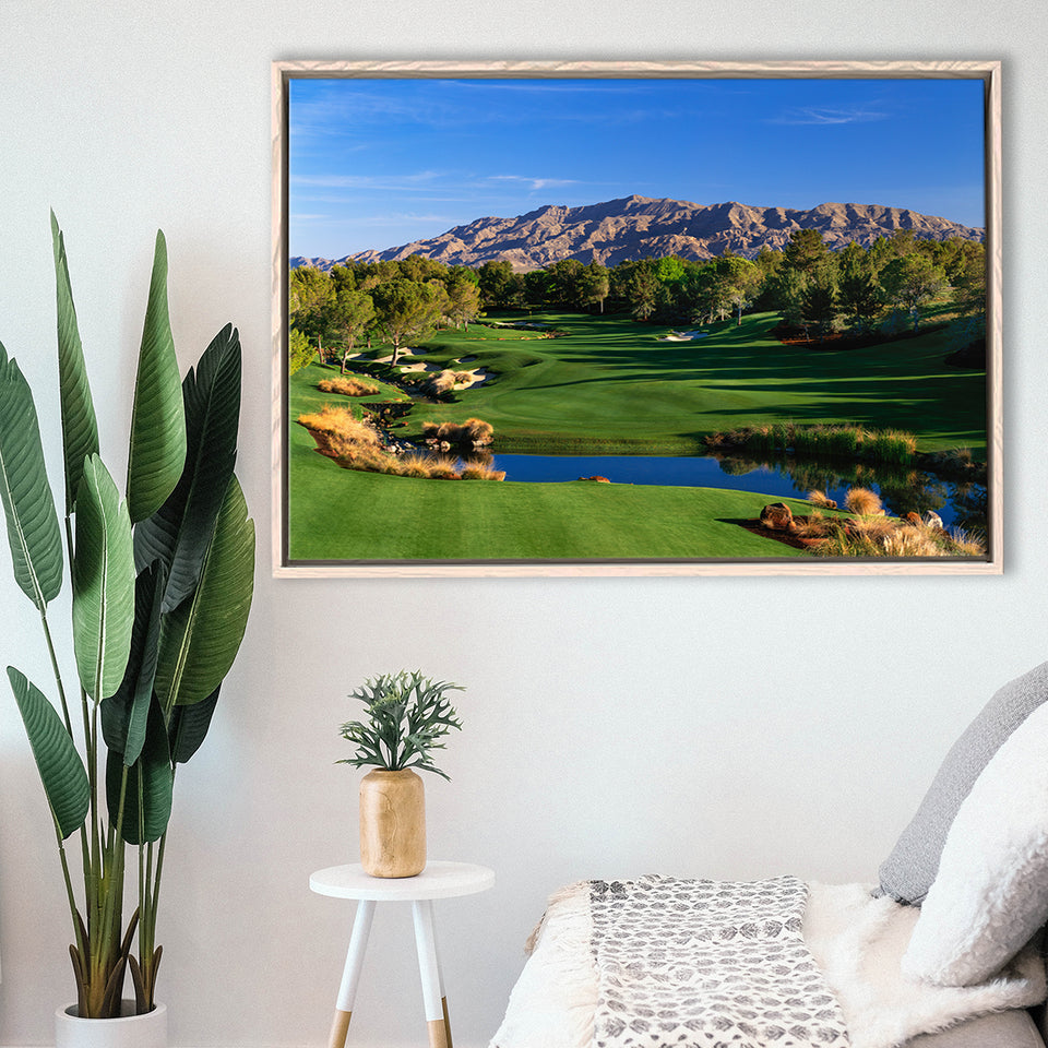 Shadow Creek Golf Club Hole 09, North Las Vegas, Nevada, Golf Art Print, Framed Canvas Prints Wall Art Decor, Floating Frame