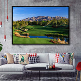 Shadow Creek Golf Club Hole 09, North Las Vegas, Nevada, Golf Art Print, Framed Canvas Prints Wall Art Decor, Floating Frame