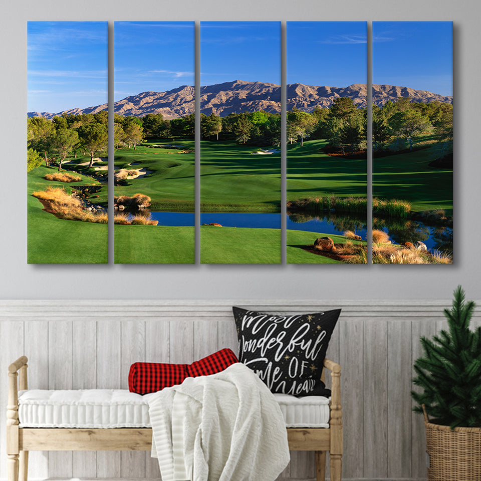 Shadow Creek Golf Club Hole 09, North Las Vegas, Nevada, 5 Panels Extra Large Canvas Prints Wall Art Decor