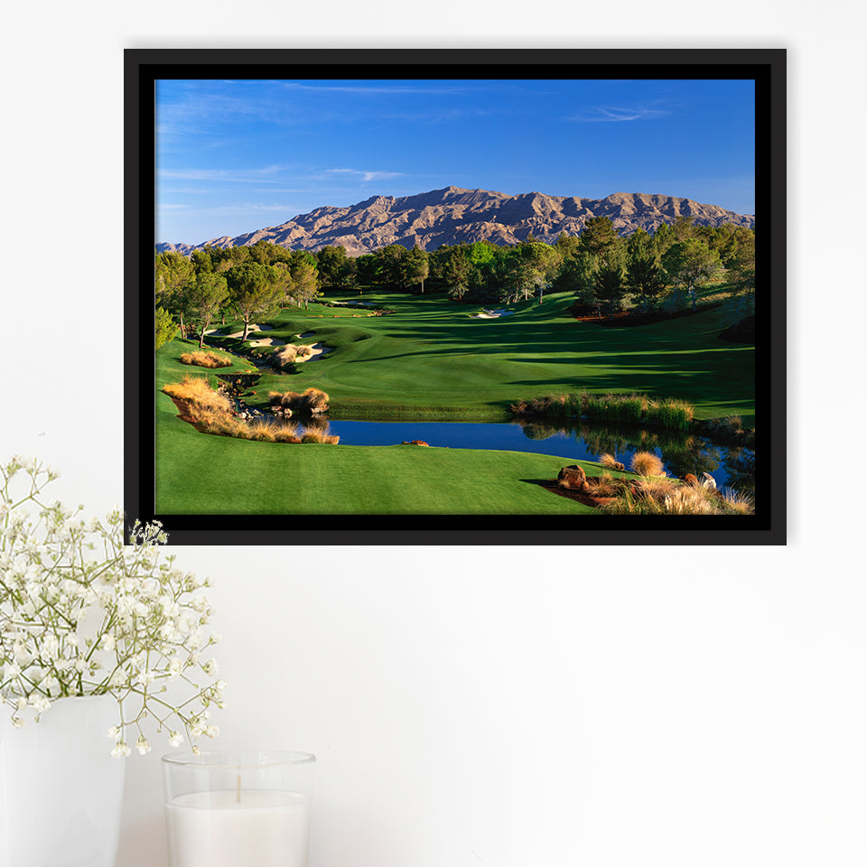 Shadow Creek Golf Club Hole 09, North Las Vegas, Nevada, Golf Art Print, Framed Canvas Prints Wall Art Decor, Floating Frame