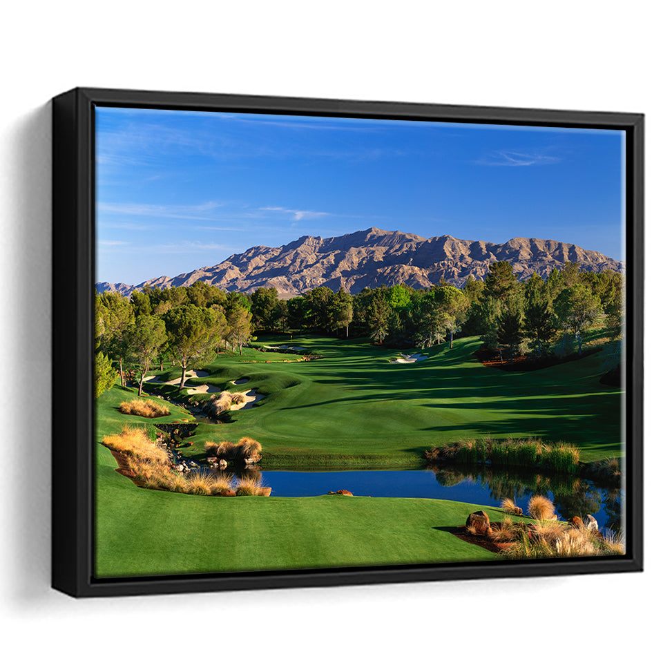 Shadow Creek Golf Club Hole 09, North Las Vegas, Nevada, Golf Art Print, Framed Canvas Prints Wall Art Decor, Floating Frame